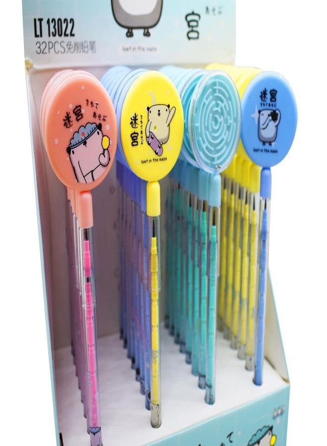 Asera أقلام رصاص أسيرا بوليت، قلم رصاص قابل للدفع مع لعبة كرة متاهة، أقلام رصاص لا تحتاج إلى بري للأطفال، هدية مثالية لحفلات كانجاك نافراتري، ديوالي، وأعياد الميلاد (مجموعة من 16 قلمًا). - Image 3